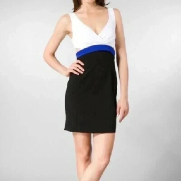 Black Halo Women's Jackie O Cutout Black White Blue Colorblock Dress